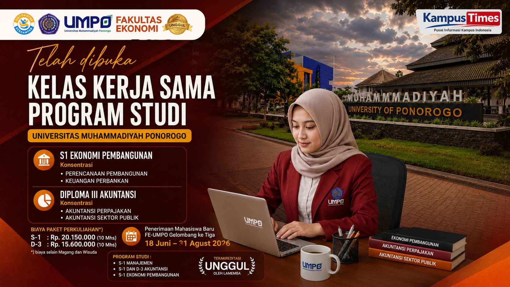 Fakultas Ekonomi UM Ponorogo Buka Kelas Kerja Sama 2026, Kuliah Berkualitas dengan Program Studi Unggulan dan Biaya Terjangkau