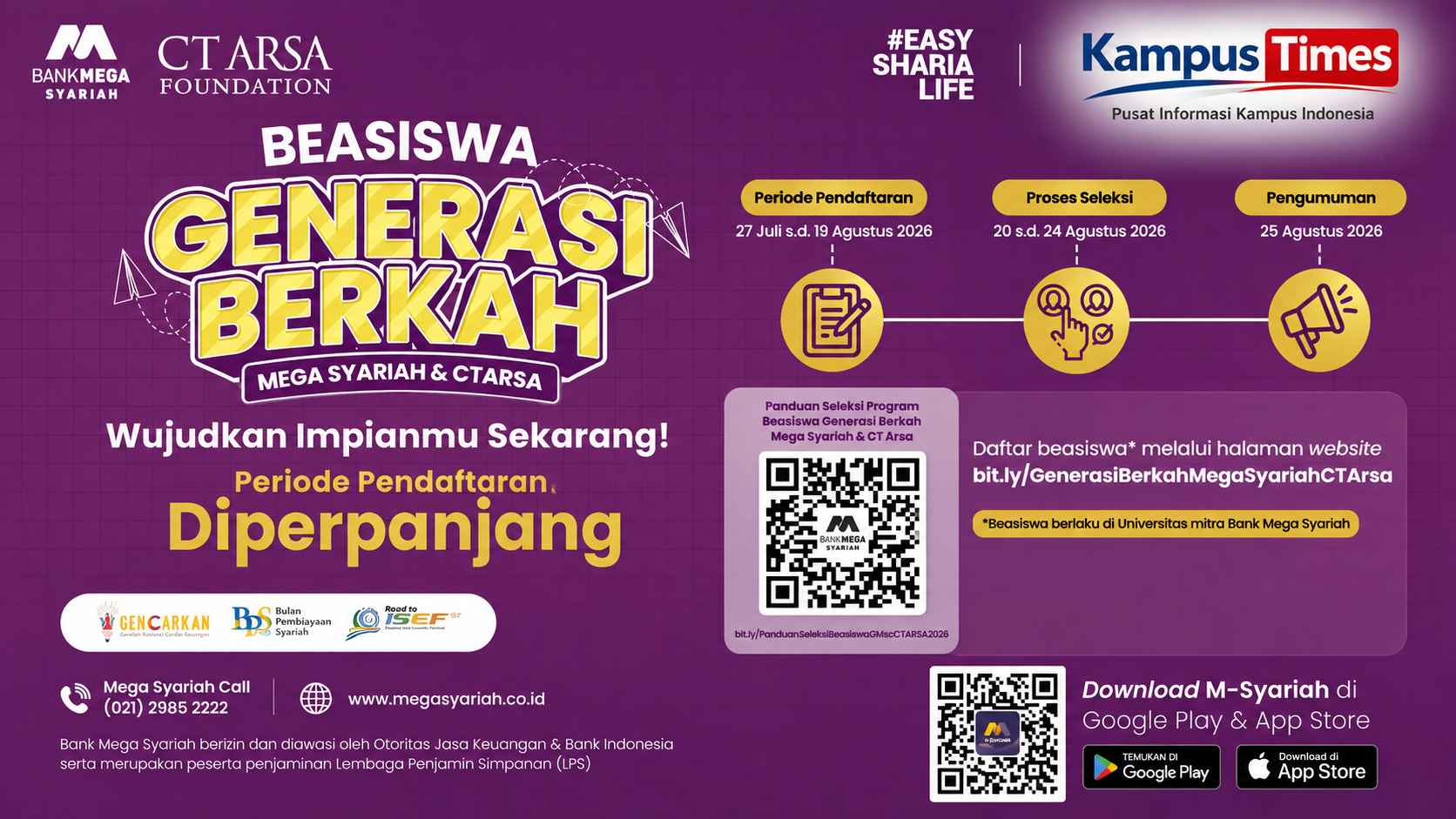 Beasiswa Generasi Berkah 2026 Diperpanjang, Cek Jadwal dan Cara Daftarnya