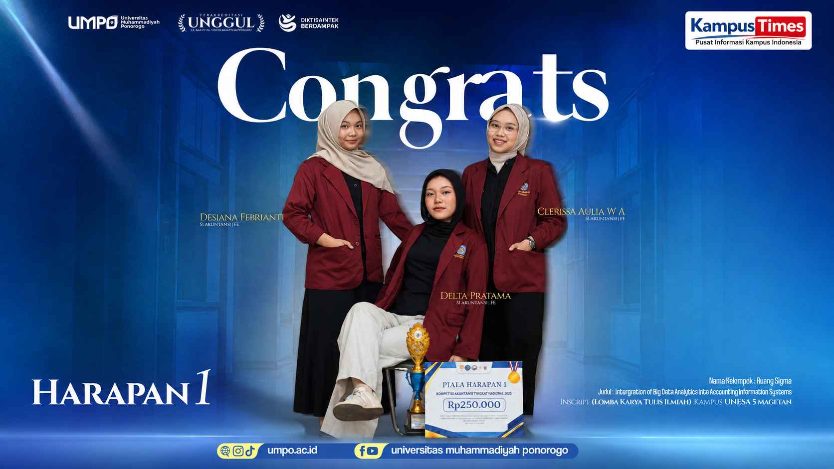 Mahasiswa UMPO Raih Harapan 1